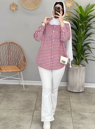 1444- مانتو کاربردی چهارخونه