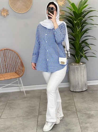 1444- مانتو کاربردی چهارخونه