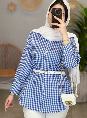 1444- مانتو کاربردی چهارخونه