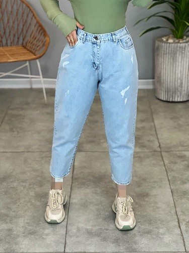 1125-شلوار جین مام استایل آبی