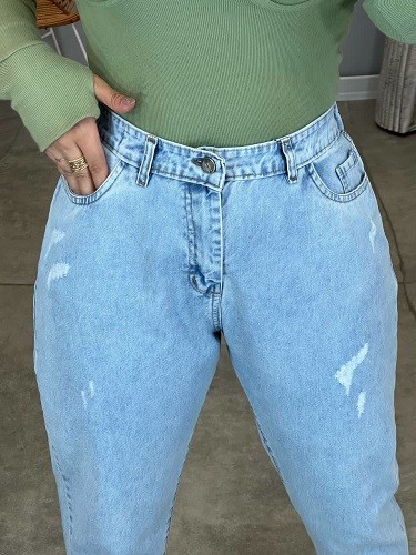 1125-شلوار جین مام استایل آبی