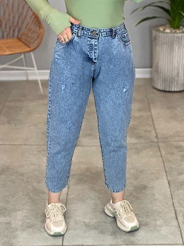 1121-شلوار جین مام استایل آبی