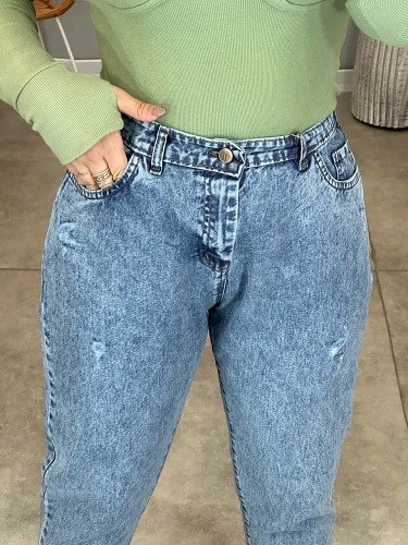 1121-شلوار جین مام استایل آبی