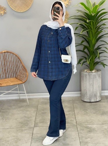 1455- مانتو شومیزی جین