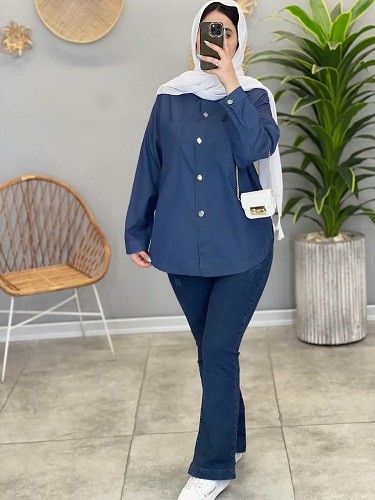 1455- مانتو شومیزی جین