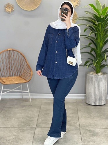 1455- مانتو شومیزی جین