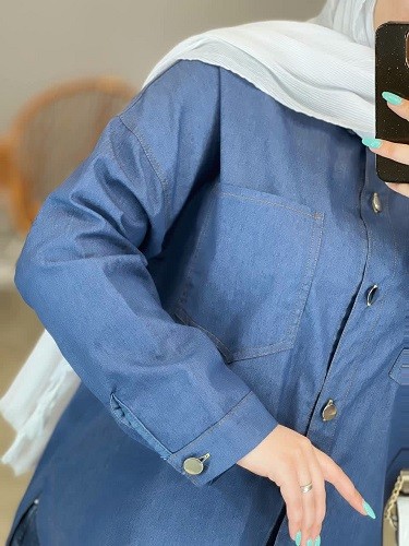 1455- مانتو شومیزی جین