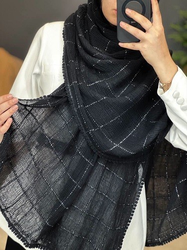 02439- شال لمه چهارخونه عدسی