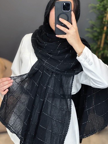 02439- شال لمه چهارخونه عدسی