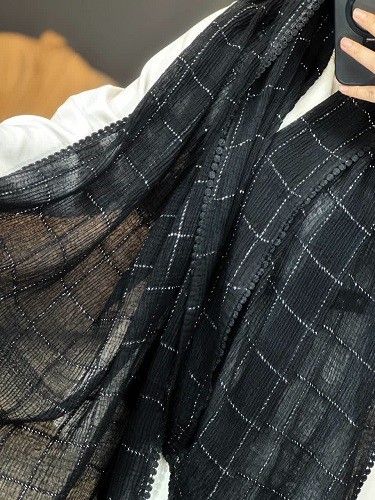 02439- شال لمه چهارخونه عدسی