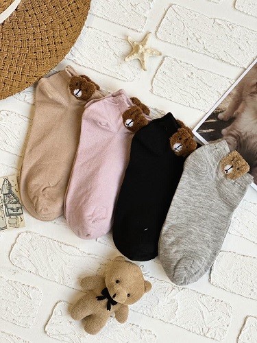 1521- جوراب بوکله دار خرسی کد 0057