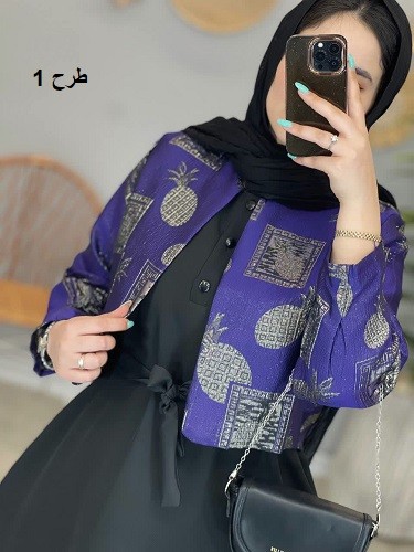 1472- کت و سارافون ژاکارد نیلوفر