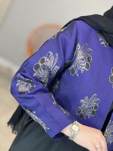 1472- کت و سارافون ژاکارد نیلوفر