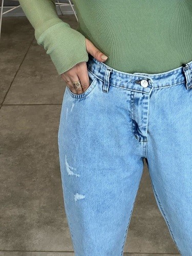 1126- شلوار مام جین آبی