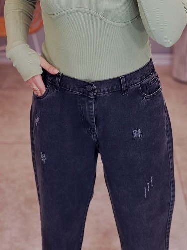 1113-شلوار جین مام ذغالی