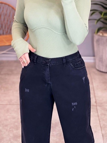 1160- شلوار بگ جین ذغالی