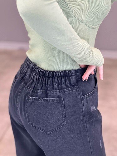 1160- شلوار بگ جین ذغالی