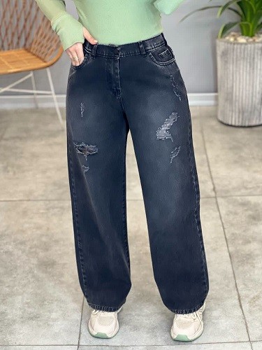 1165- شلوار بگ جین ذغالی