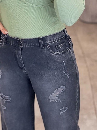 1165- شلوار بگ جین ذغالی