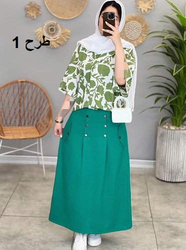 1481-کت و دامن طرحدار