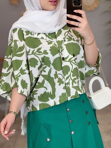 1481-کت و دامن طرحدار