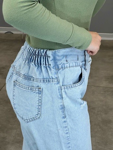 1133- شلوار مام جین آبی روشن