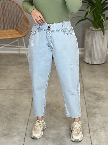 1133- شلوار مام جین آبی روشن