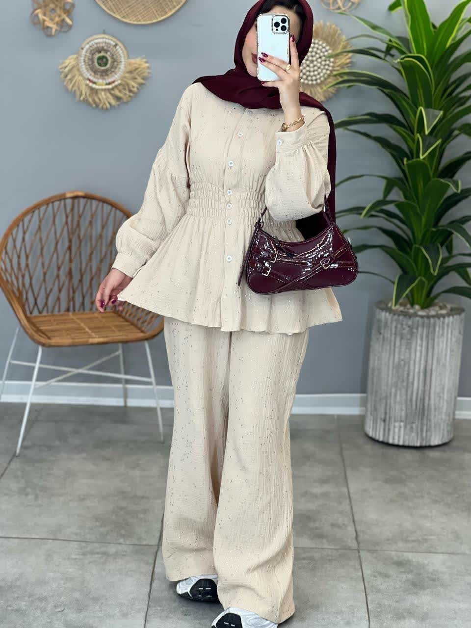 1503- ست شومیز شلوار نقره