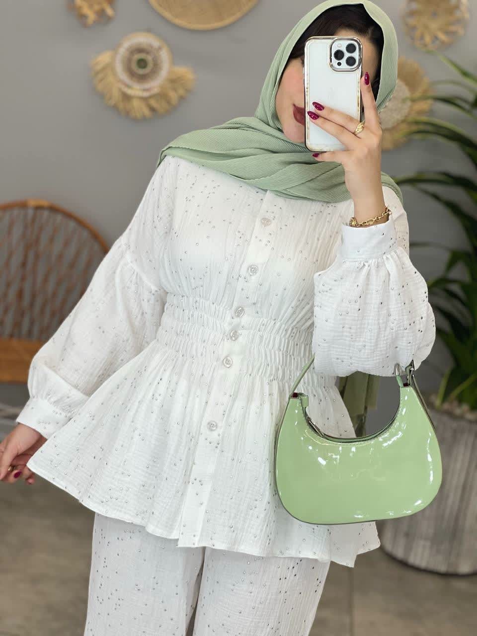 1503- ست شومیز شلوار نقره