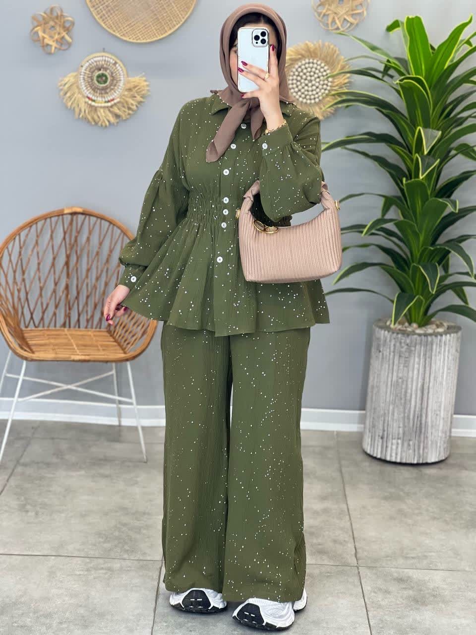 1503- ست شومیز شلوار نقره