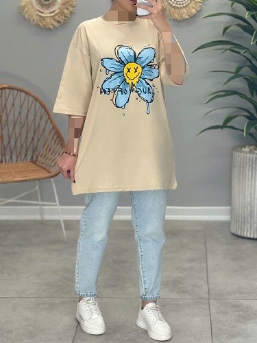 1617-تیشرت لانگ گل