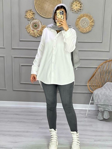 1017- شومیز کبریتی سفید