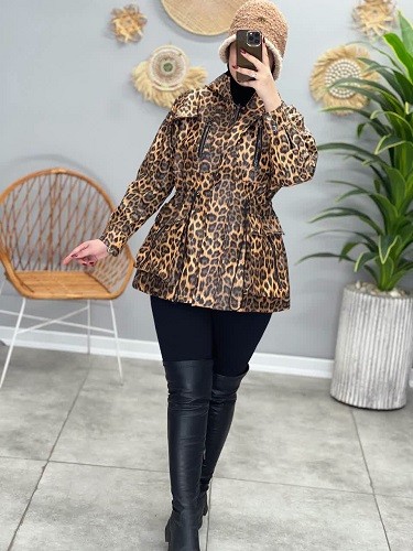 1620- کاپشن چرم پلنگی