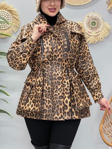 1620- کاپشن چرم پلنگی