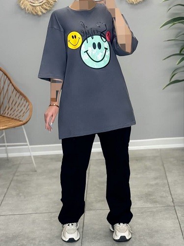 1633-تیشرت لانگ smile