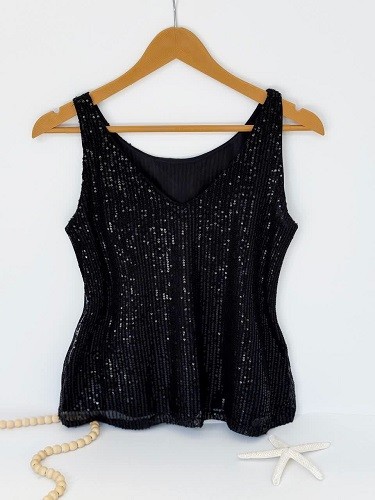 1644- تاپ پولکی مشکی