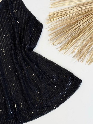 1644- تاپ پولکی مشکی