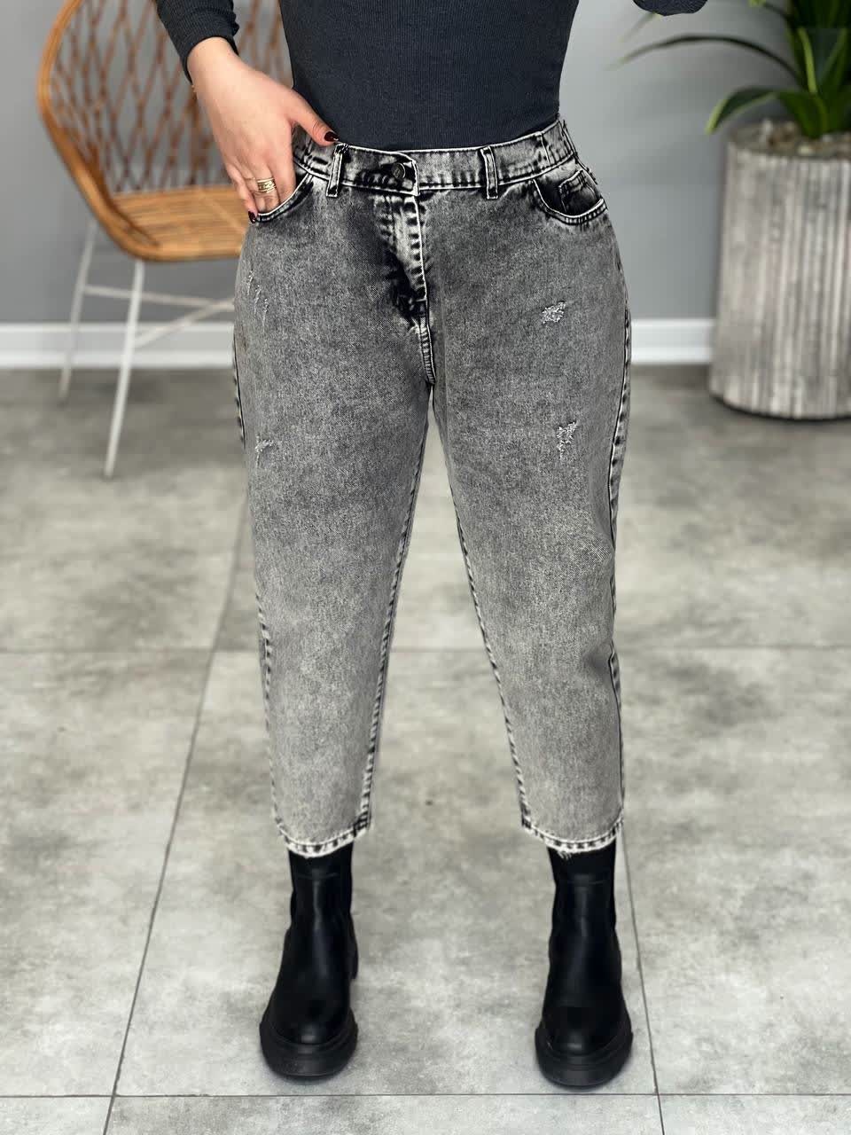 1189-شلوار جین مام طوسی