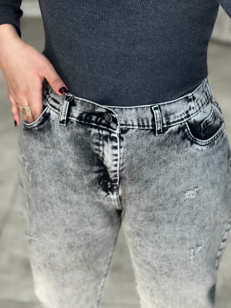 1189-شلوار جین مام طوسی