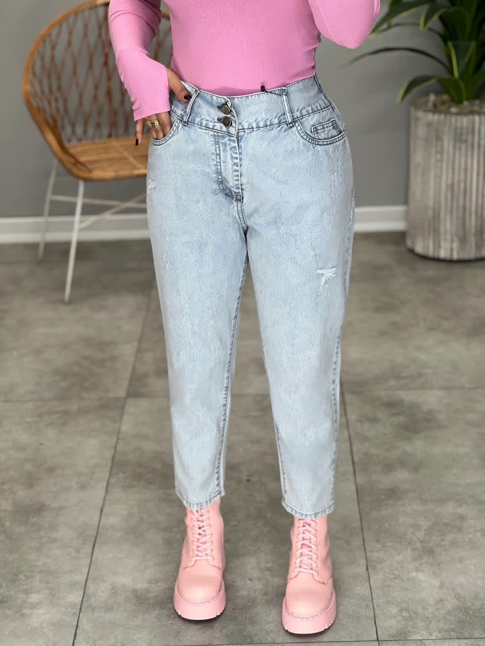 1139-شلوار جین مام آبی روشن