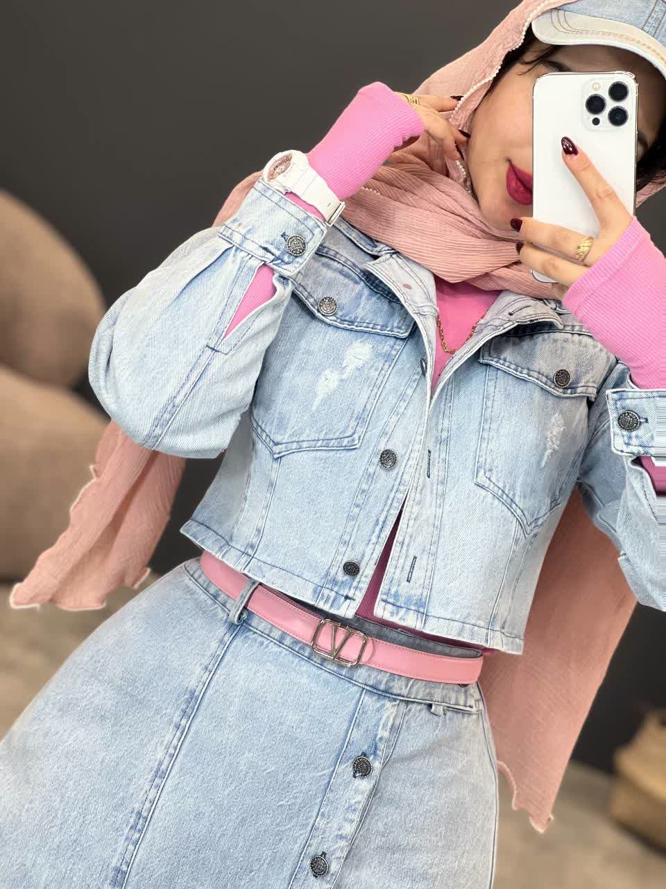 1763-ست کت دامن جین