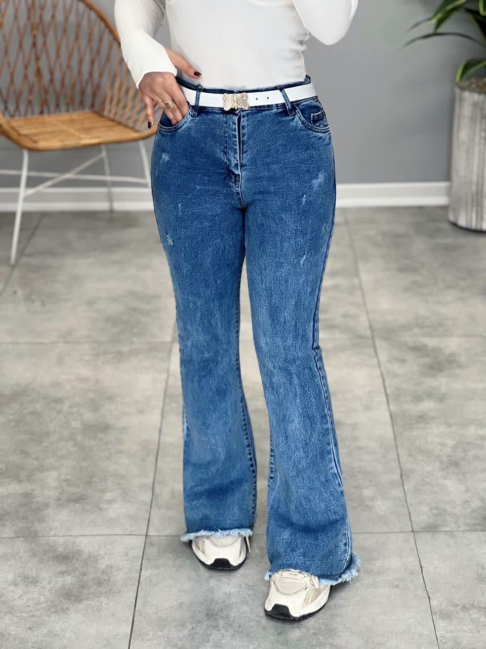 1203-شلوار بوت کات آبی