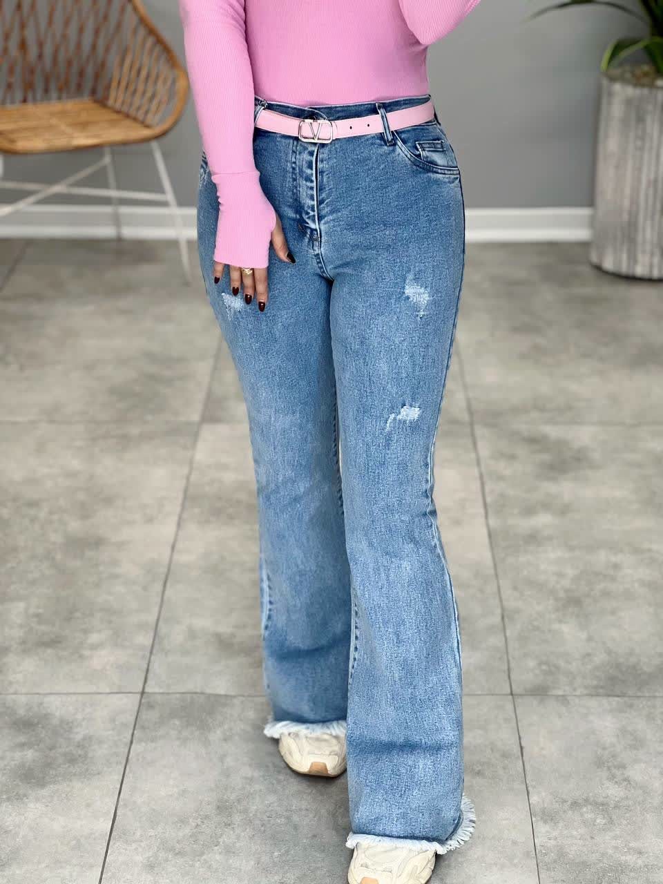 1199-شلوار بوت کات آبی