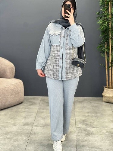 1809- ست شومیز و شلوار آیسان