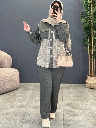 1809- ست شومیز و شلوار آیسان