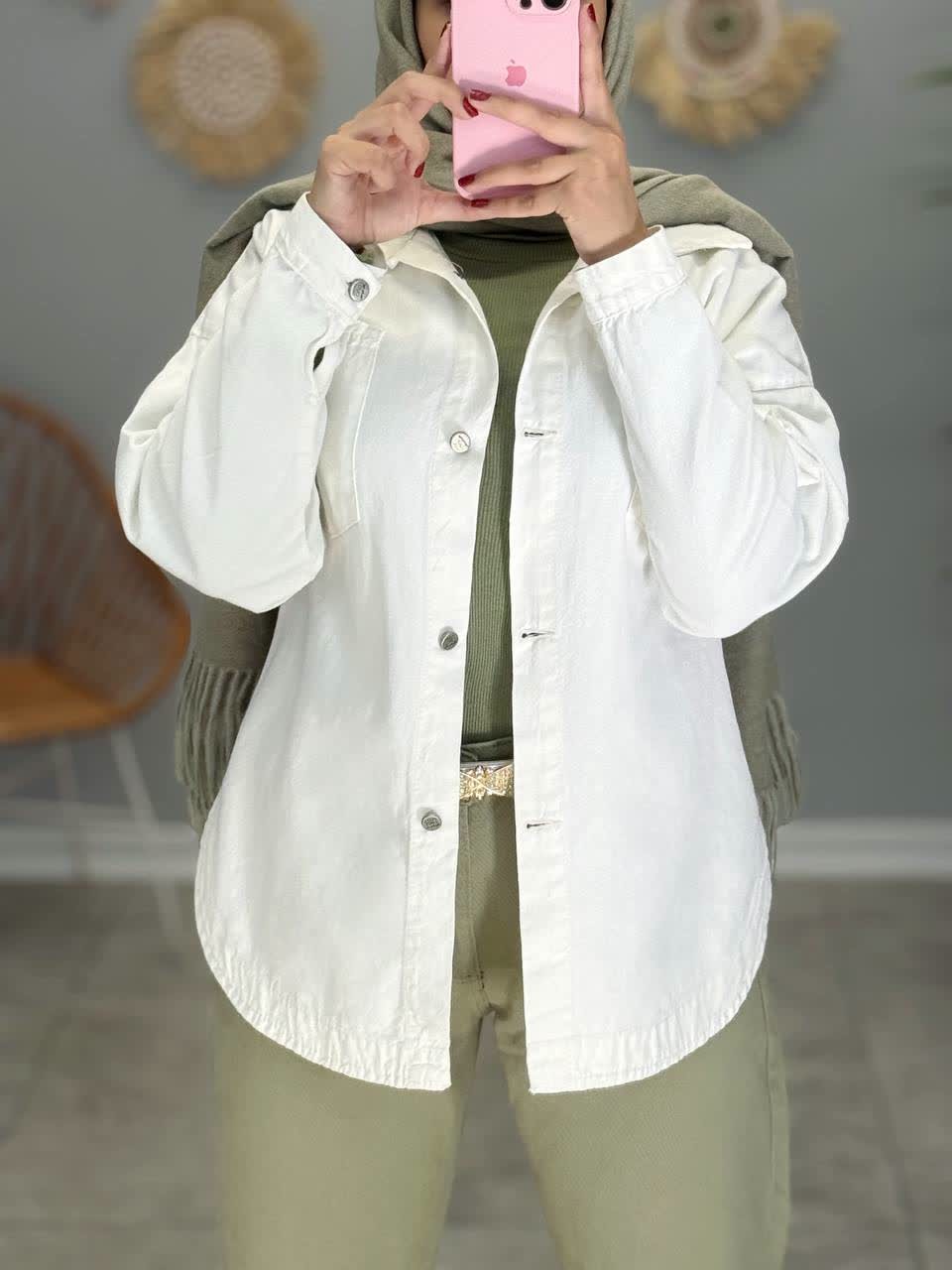 1819-شومیز کتان سفید موبامو