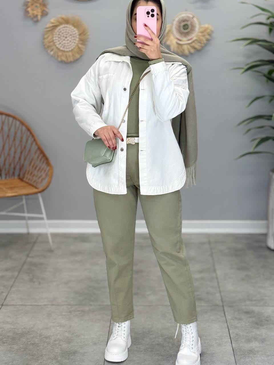 1819-شومیز کتان سفید موبامو