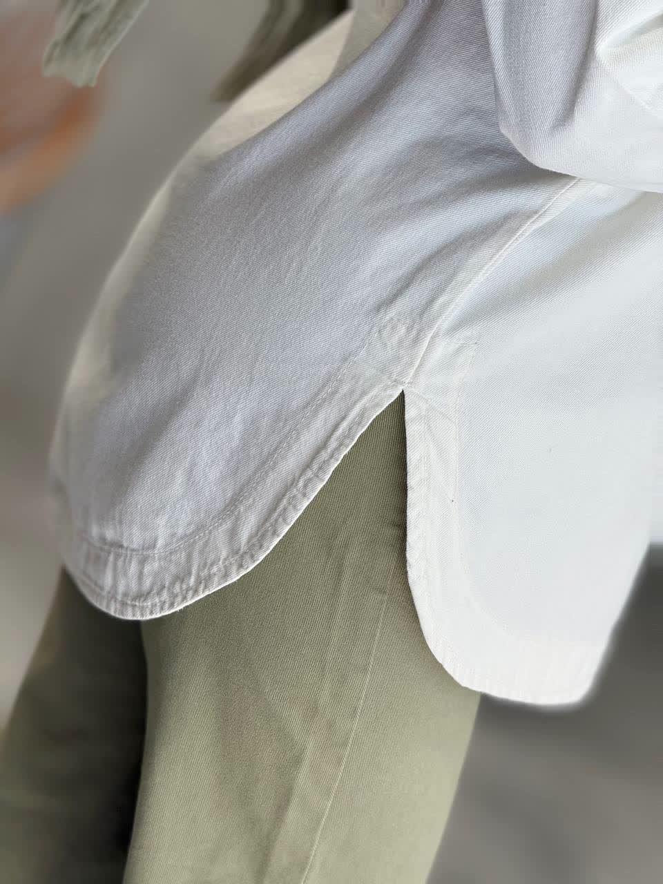 1819-شومیز کتان سفید موبامو