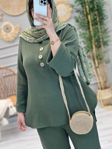 1201-ست دبل فیس دکمه چوبی