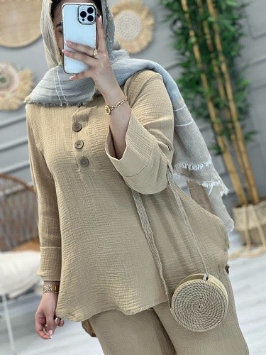 1165-ست دبل فیس دکمه چوبی